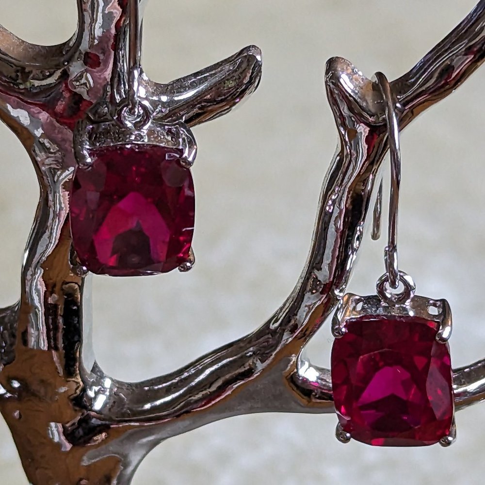 Real Ruby 11.9 Ct Rectangular Cushion Cut Earring… - image 2